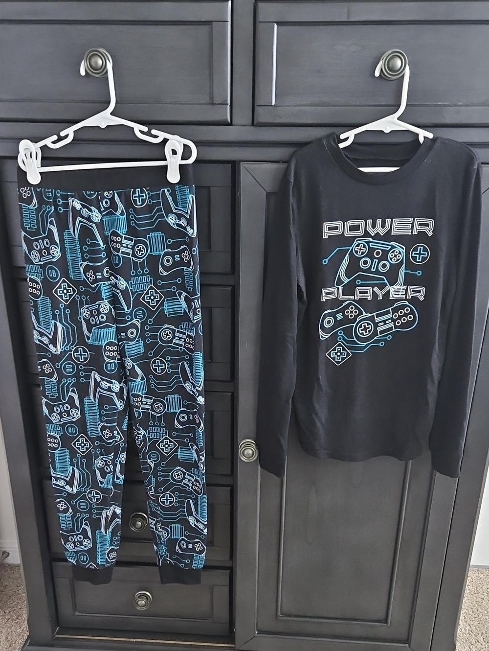 Cuddl Duds Black & Blue Power Player Kids Pajama Set